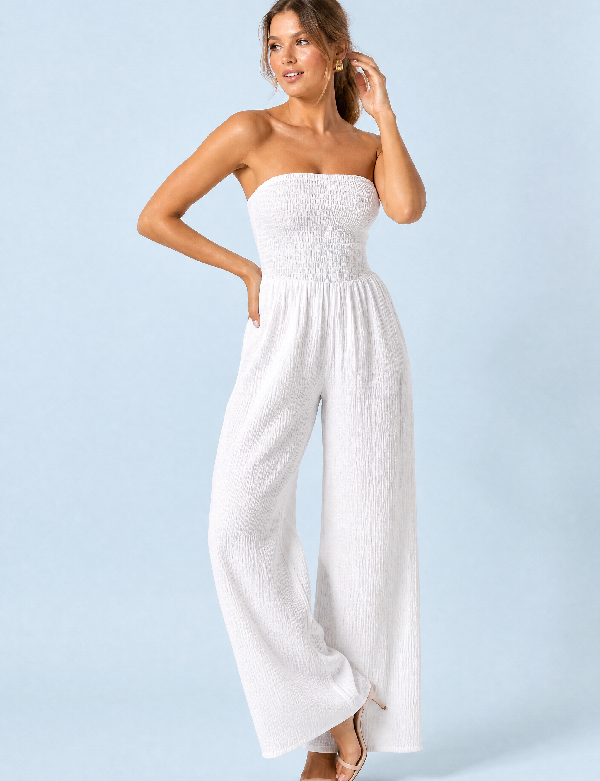 Combinaison bandeau jambes larges | Vue de face | Lounelle Paris