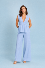 Gul V-hals buksedress