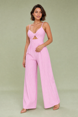 Stripet ryggløs jumpsuit