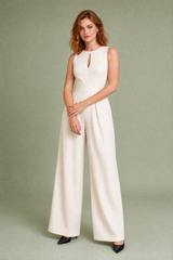 Stripet jumpsuit med markert midje
