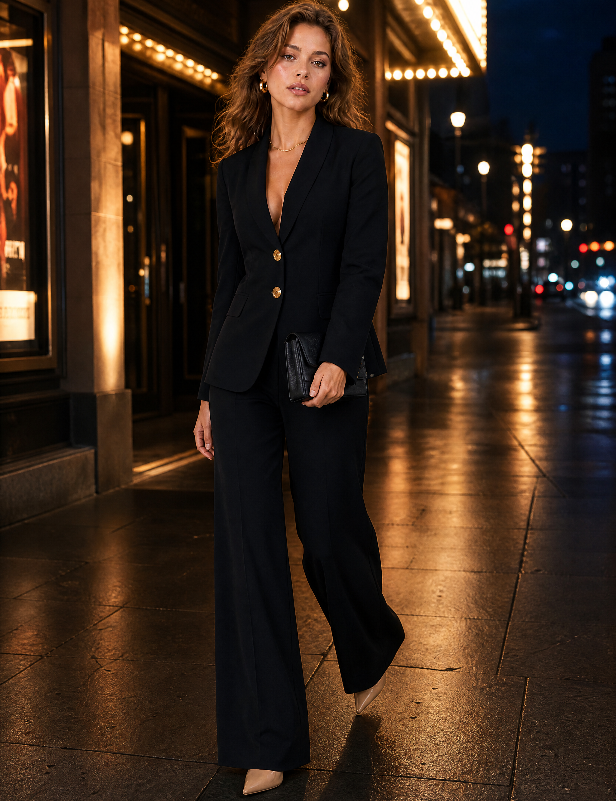 Ensemble blazer pantalon large | Variante Noir - Lifestyle | Lounelle Paris