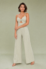 Stripet ryggløs jumpsuit