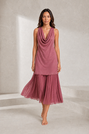 Robe rose drapée sans manches | Lounelle Paris