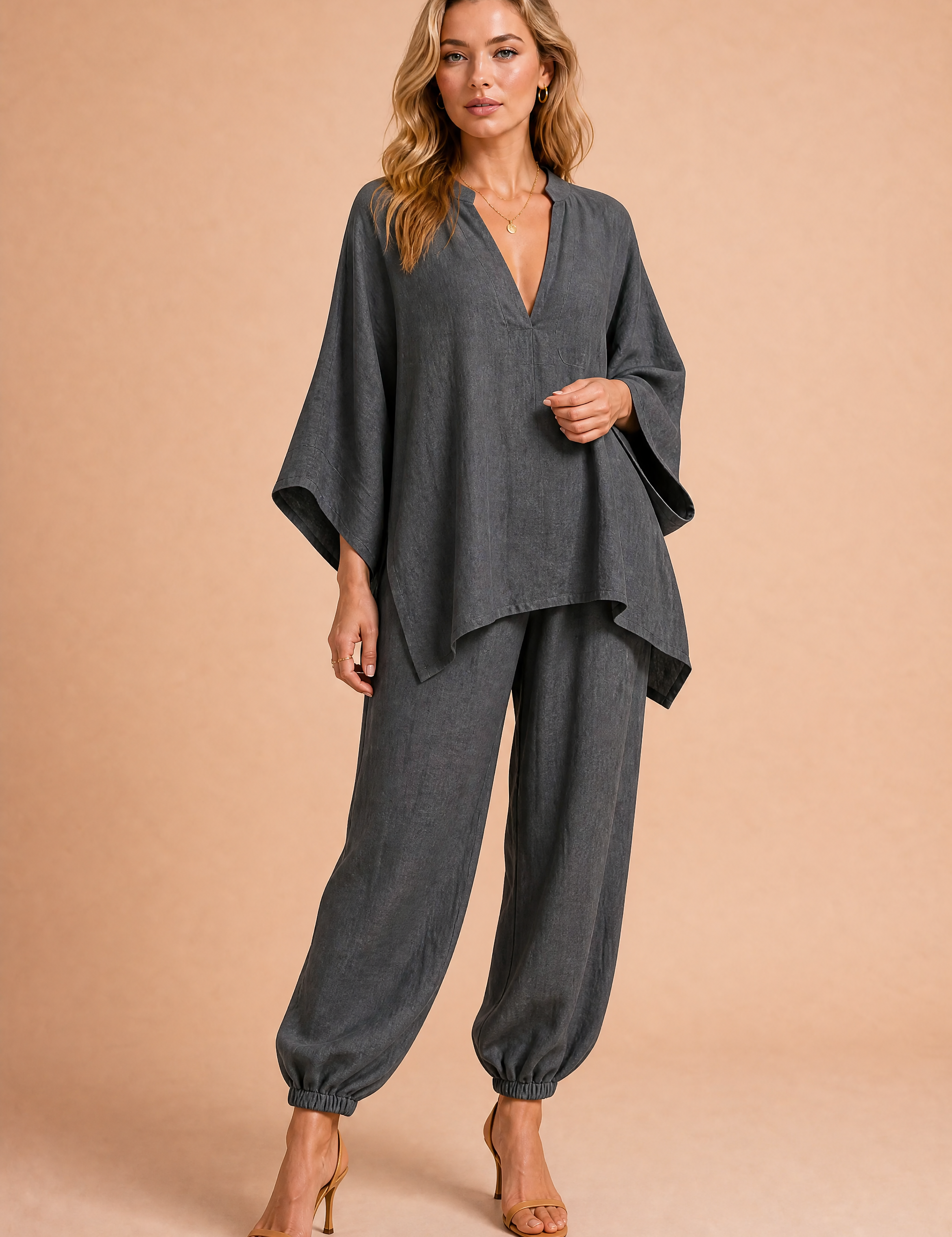 Ensemble fluide col V | Variante Gris | Lounelle Paris