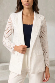Blazer blanc ajouré mi-long | Lounelle Paris