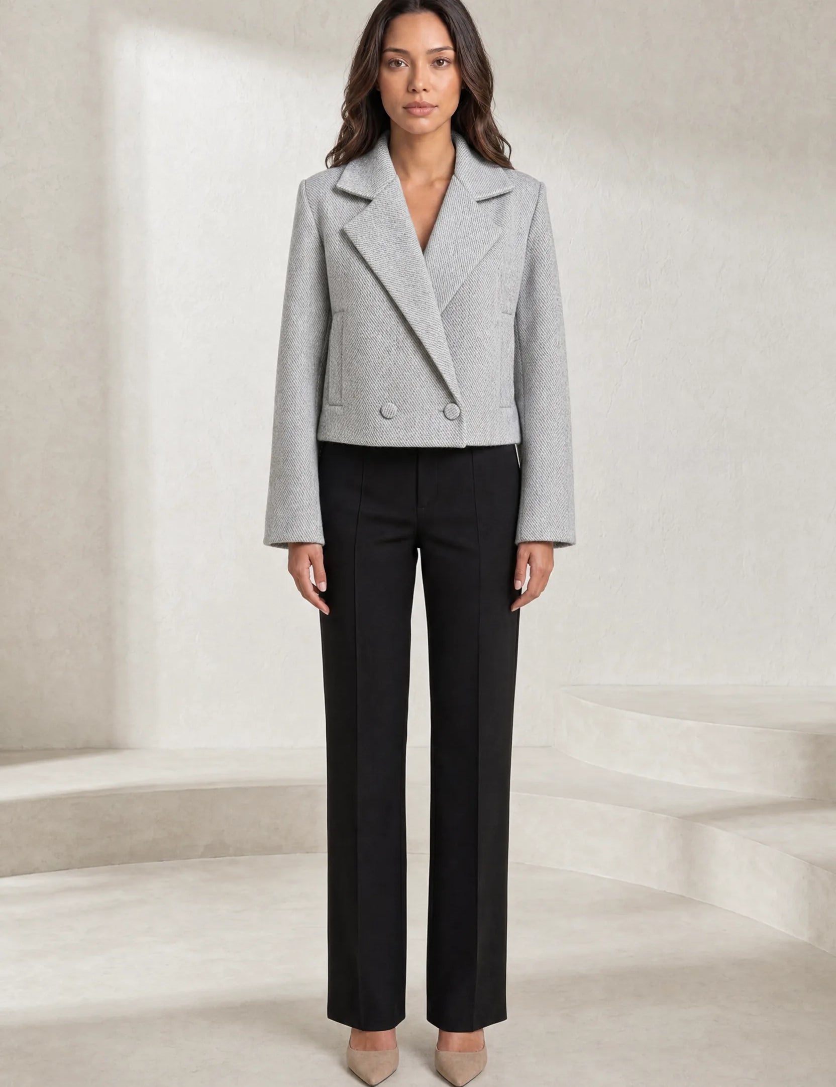 Blazer court ample à double boutonnage | Lounelle Paris
