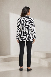 Blazer zébré col V ceinturé | Lounelle Paris