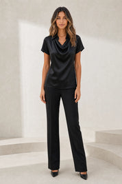 Blouse satinée encolure drapée | Lounelle Paris