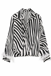 Chemise noire imprimé zébré à plumes | Lounelle Paris