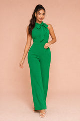 Ermeløs jumpsuit med sløyfe