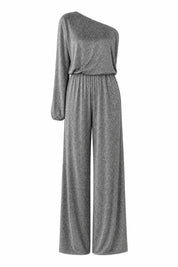 Combinaison argentée pailletée asymétrique | Lounelle Paris