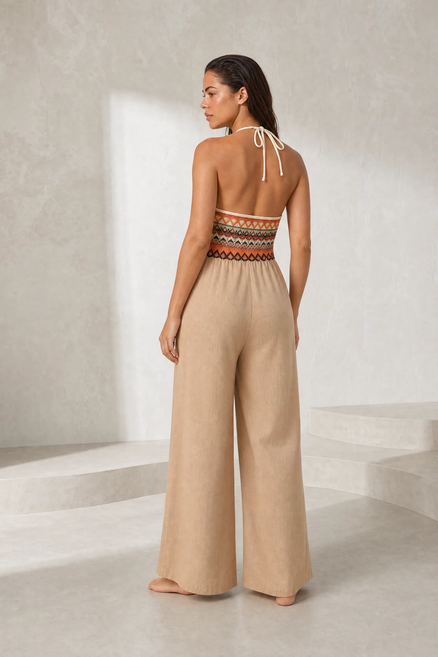 Combinaison beige col licou dos nu | Lounelle Paris