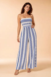 Combinaison blanche imprimée bandeau | Vue de face | Lounelle Paris