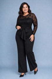 Combinaison en dentelle à jambes larges | Porté sur une silhouette plus ronde | Lounelle Paris