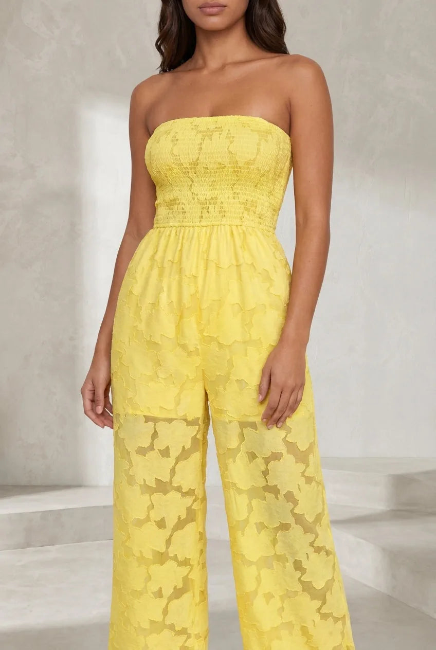 Combinaison jaune bandeau transparente | Lounelle Paris