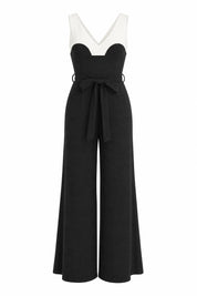 Combinaison noire et blanche col V | Lounelle Paris