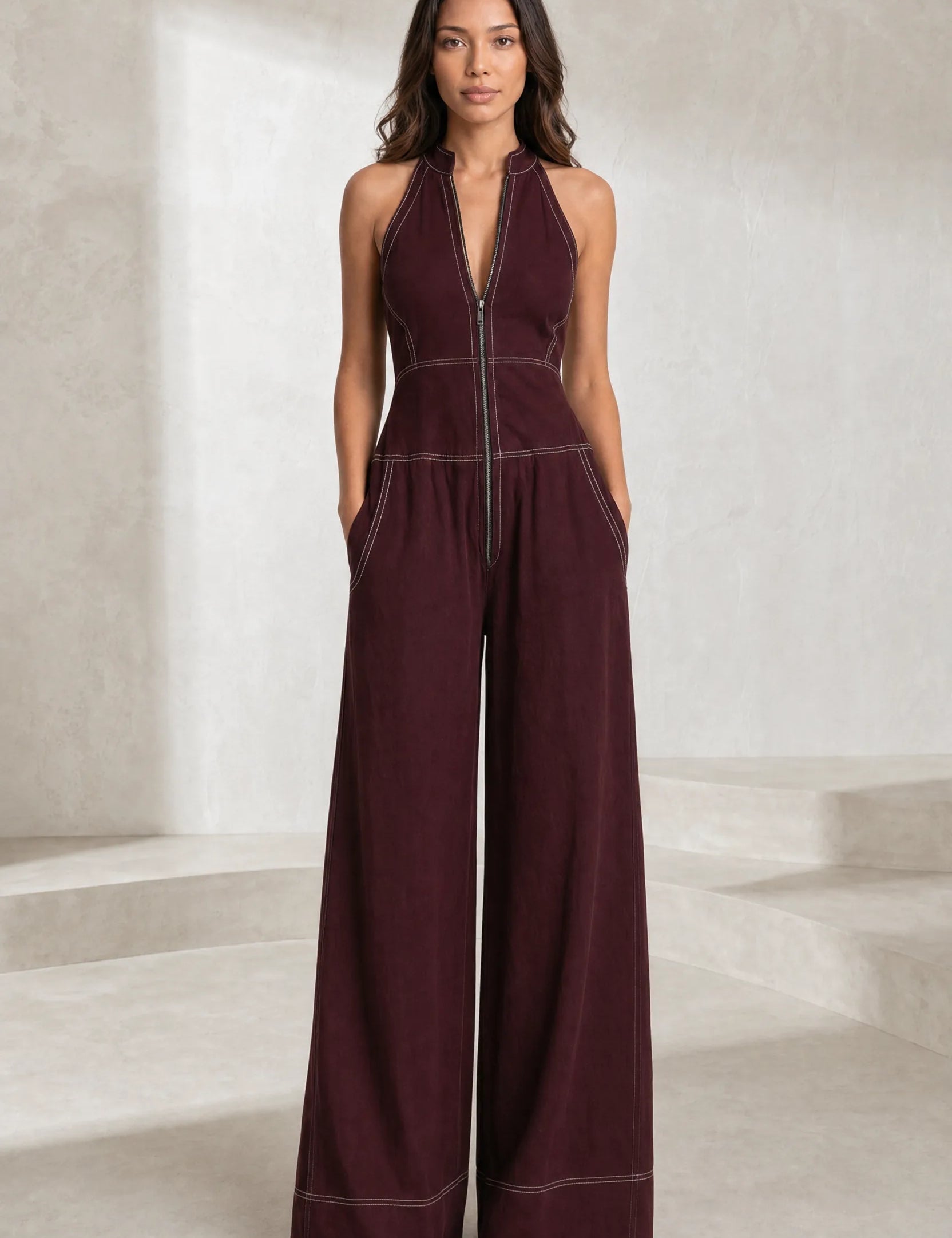 Combinaison noire sans manches col montant | Lounelle Paris
