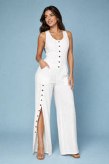 Ermsløs jumpsuit med knapper foran