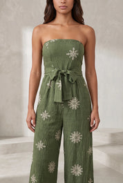 Combinaison verte bandeau dos nu | Lounelle Paris