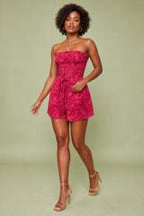 Tropisk print bandeau combishort