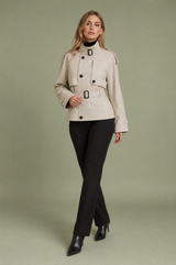 Kort ecru belte trench