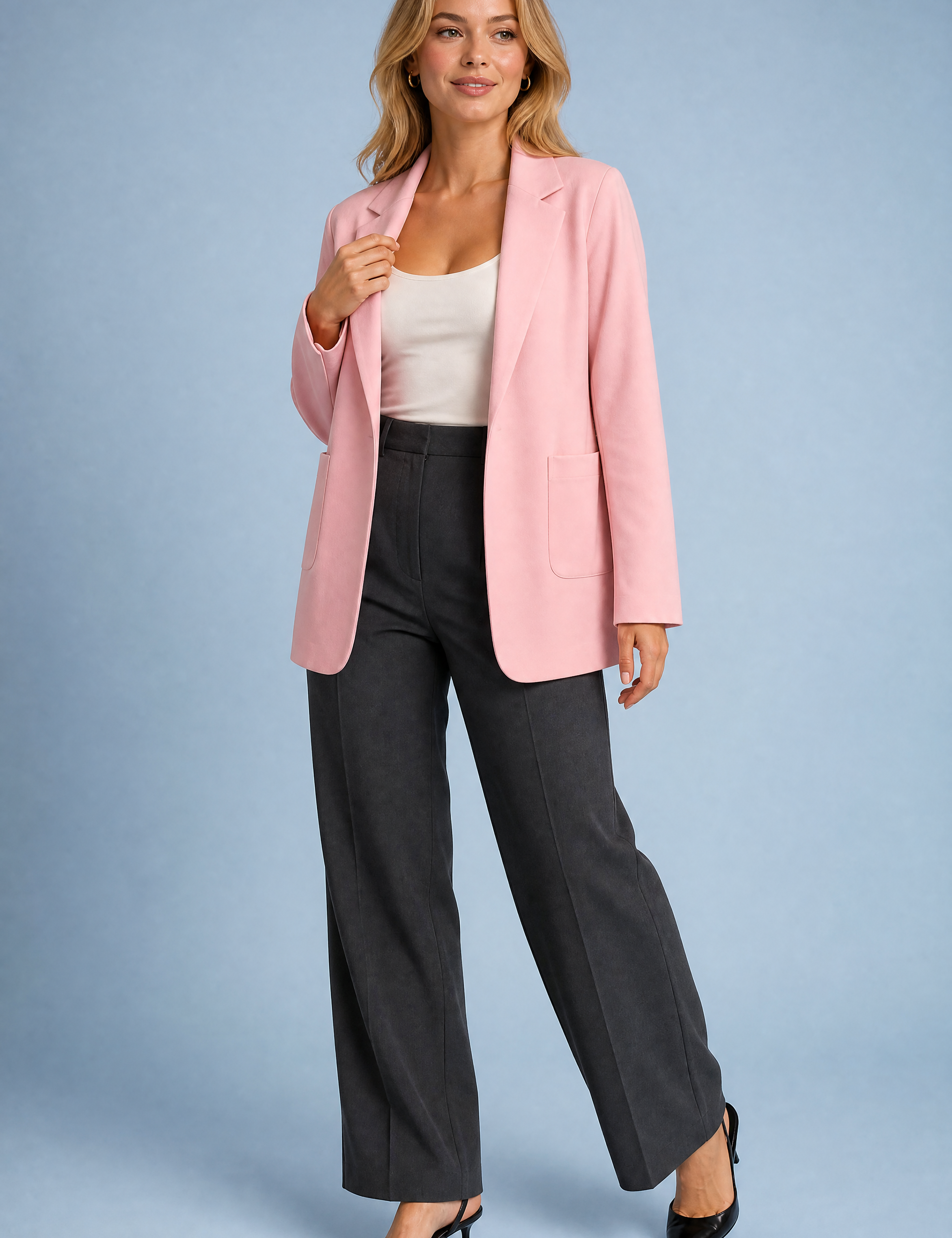 Blazer ajusté à col tailleur | Vue de face | Lounelle Paris
