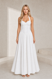 Robe longue blanche licou dos nu | Lounelle Paris