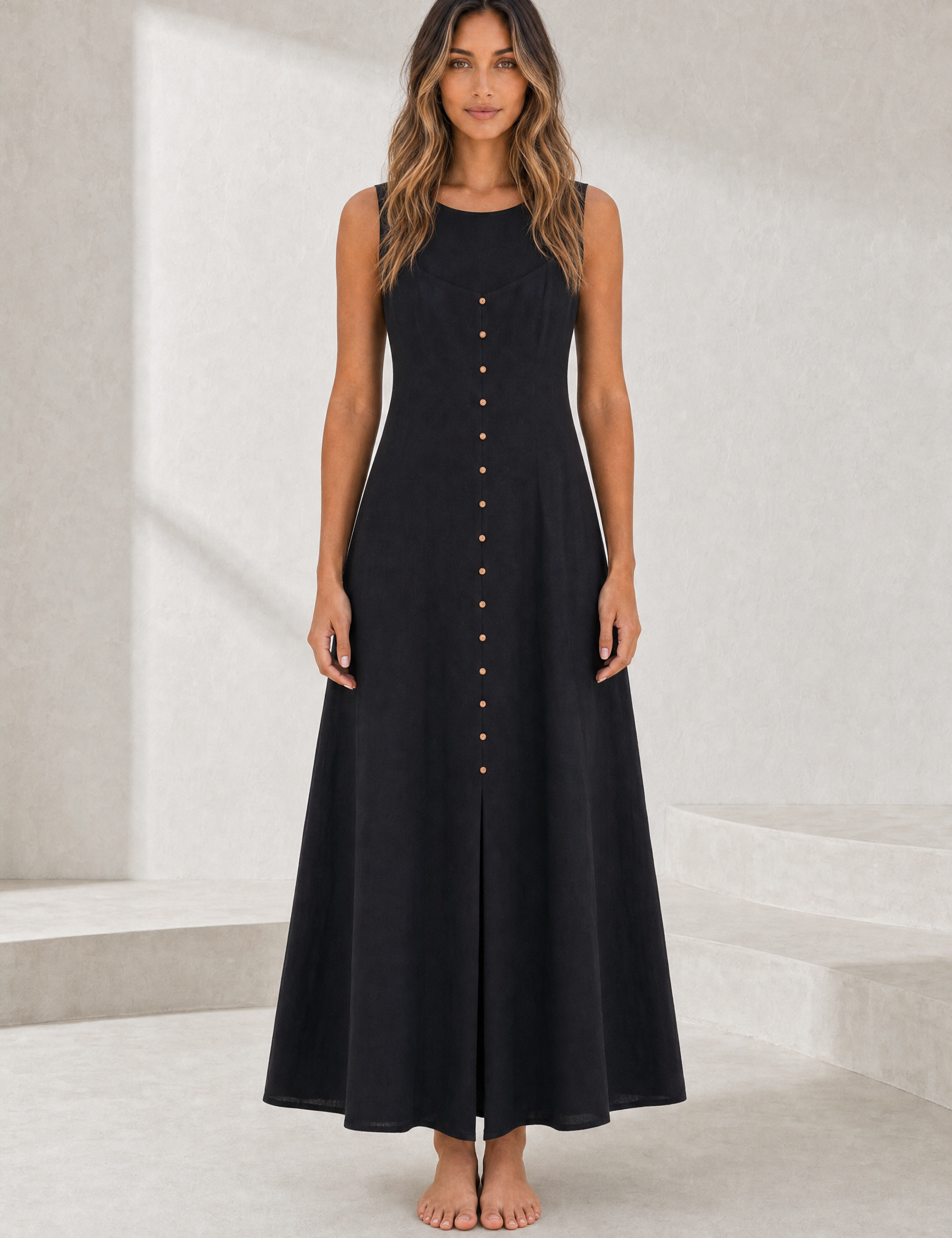 Robe midi à encolure carrée | Lounelle Paris