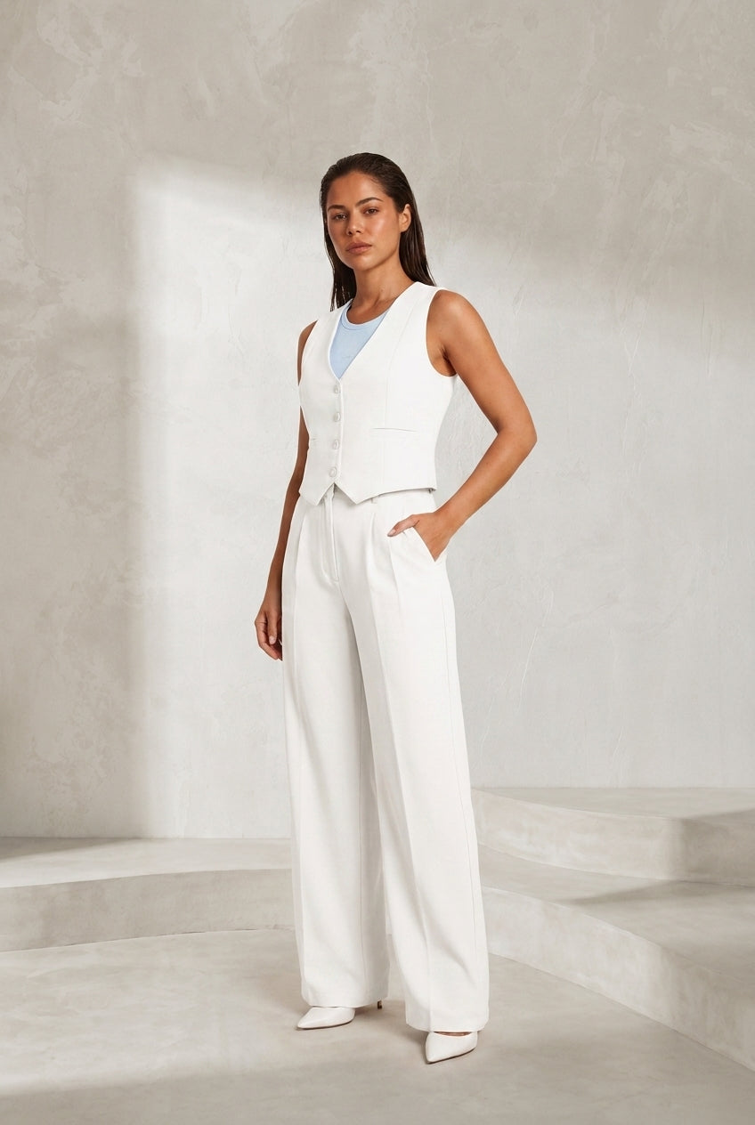 Ensemble gilet col V pantalon large | Lounelle Paris