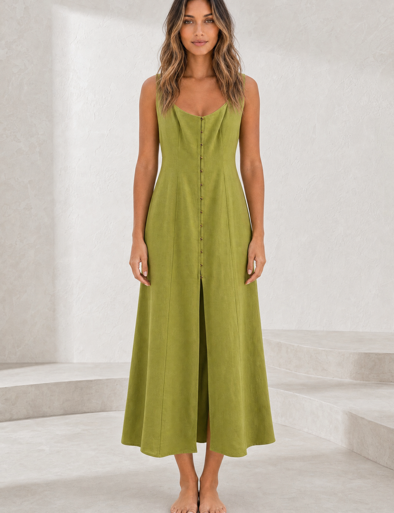 Robe midi à encolure carrée | Lounelle Paris