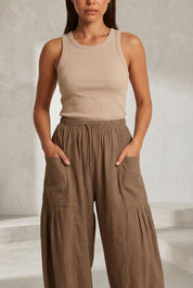 Pantalon large taille haute plissé | Lounelle Paris