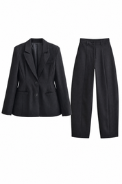 Ensemble noir blazer pantalon large | Lounelle Paris