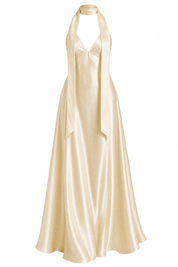 Robe champagne satinée dos nu | Lounelle Paris