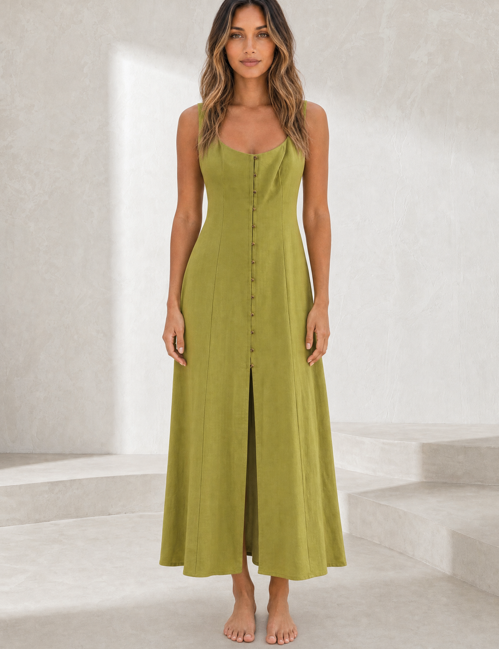 Robe midi à encolure carrée | Lounelle Paris