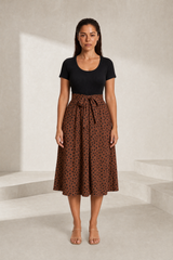 Robe bi-matière à pois