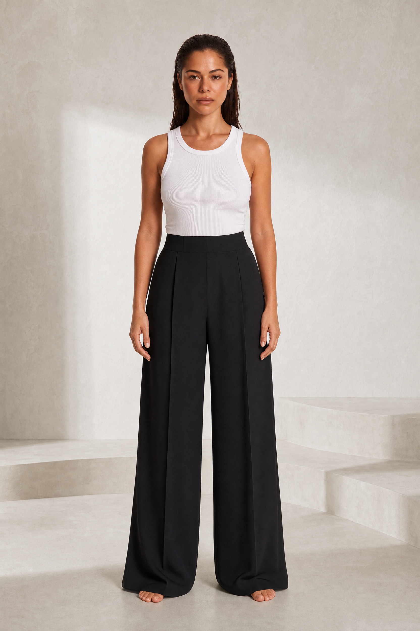 Pantalon large taille haute fluide | Lounelle Paris