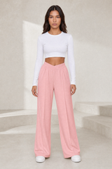 Pantalon large taille élastique en V