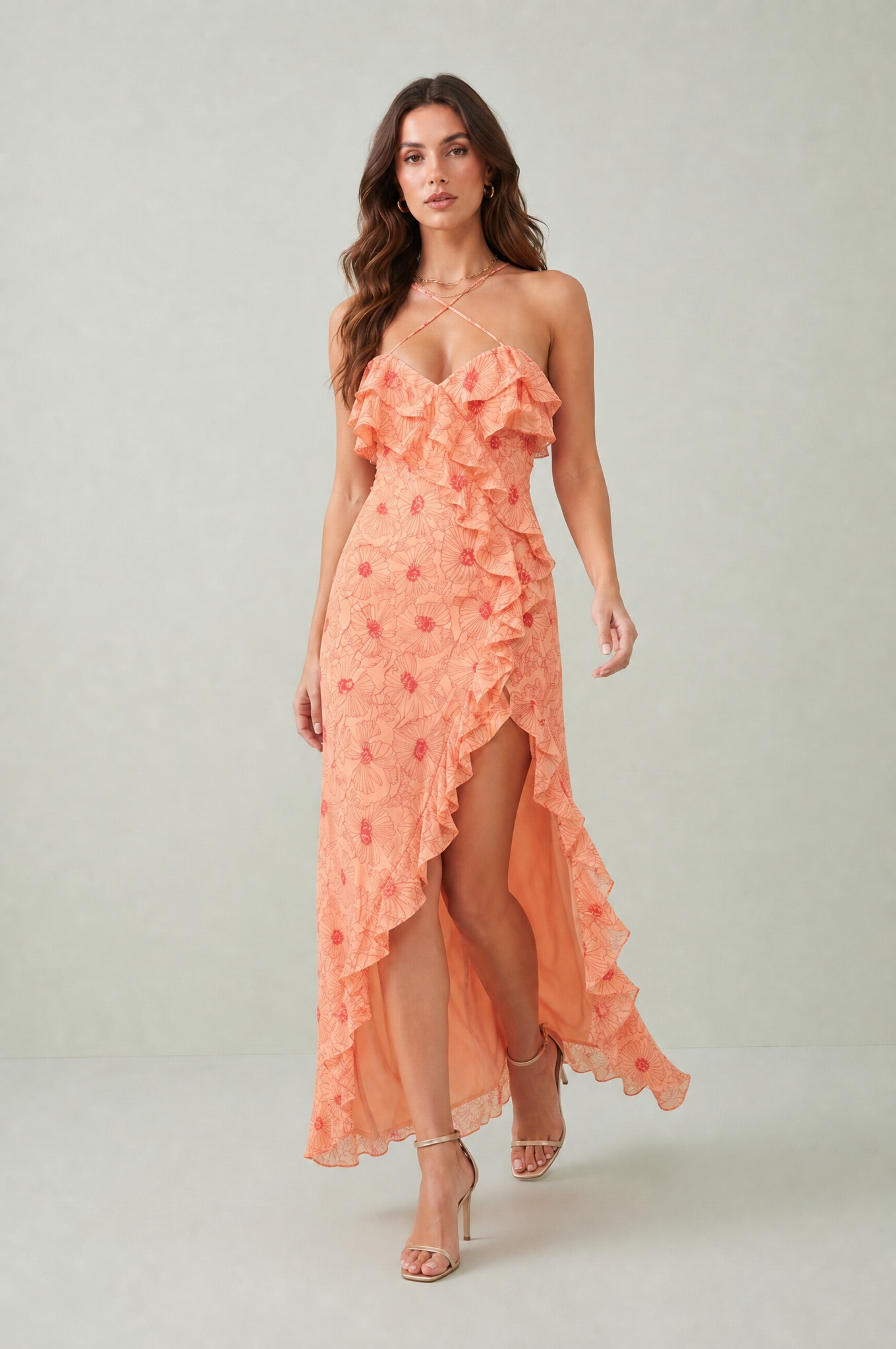 Robe longue bretelles croisées | Vue en mouvement | Lounelle Paris