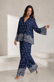 Ensemble bleu marine ample brodé | Lounelle Paris