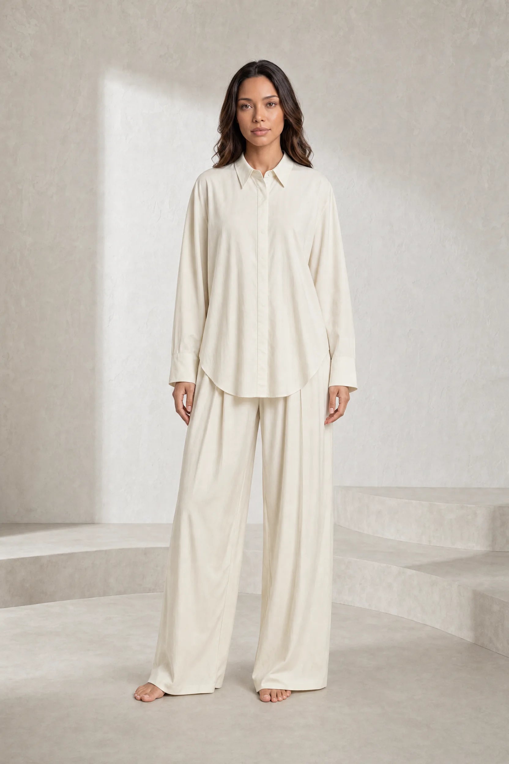 Ensemble crème ample à plis | Lounelle Paris