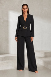 Ensemble noir ceinturé taille haute | Lounelle Paris