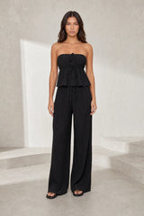 Ensemble pantalon large bustier volanté