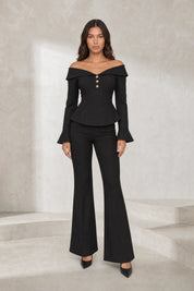 Ensemble pantalon noir à épaules dénudées | Lounelle Paris