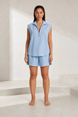 Ensemble short ample col zippé