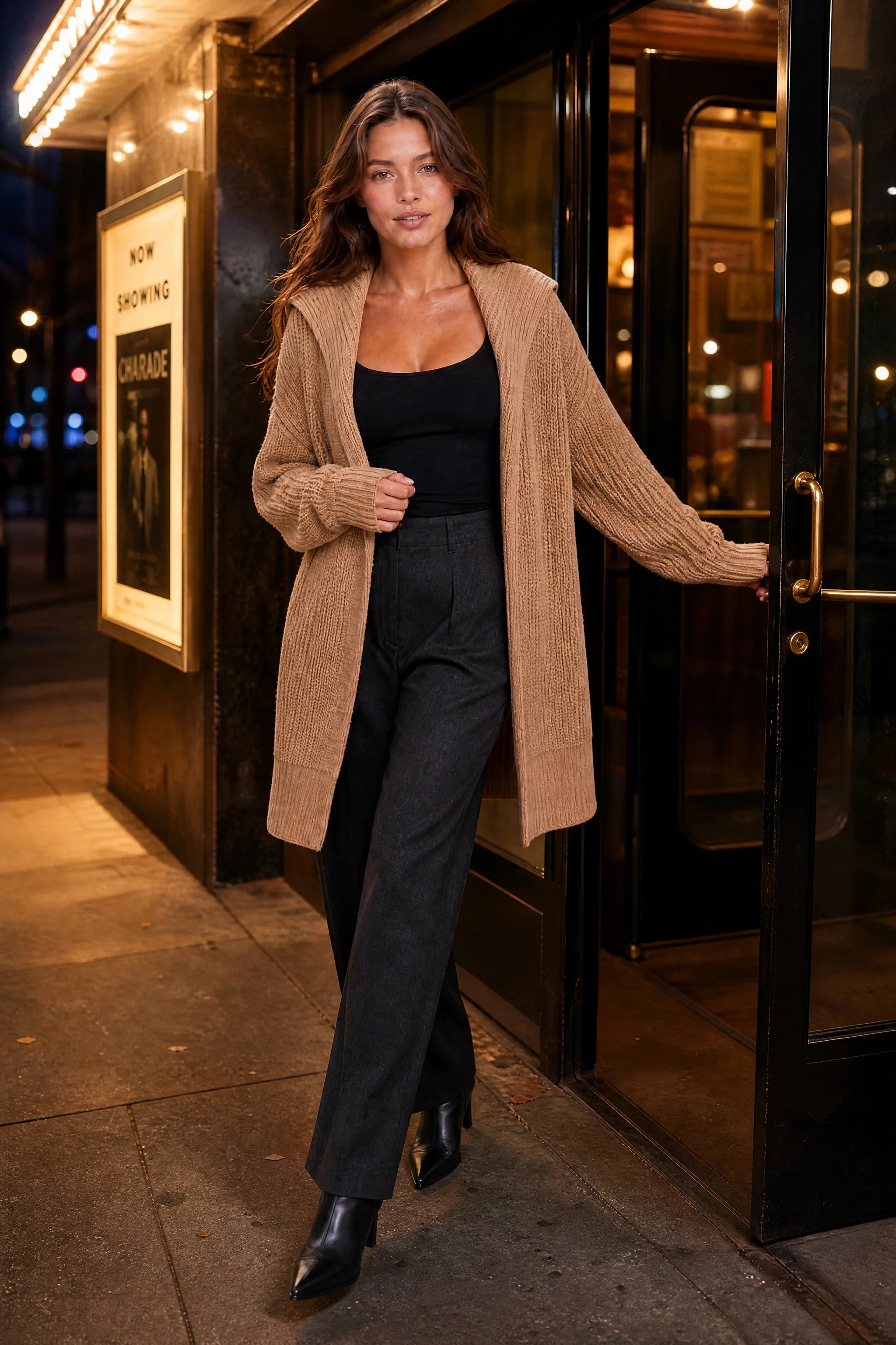 Gilet ample col châle | Variante Camel - Lifestyle | Lounelle Paris