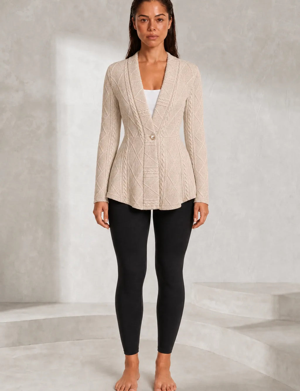 Gilet blazer texturé coupe ajustée | Lounelle Paris