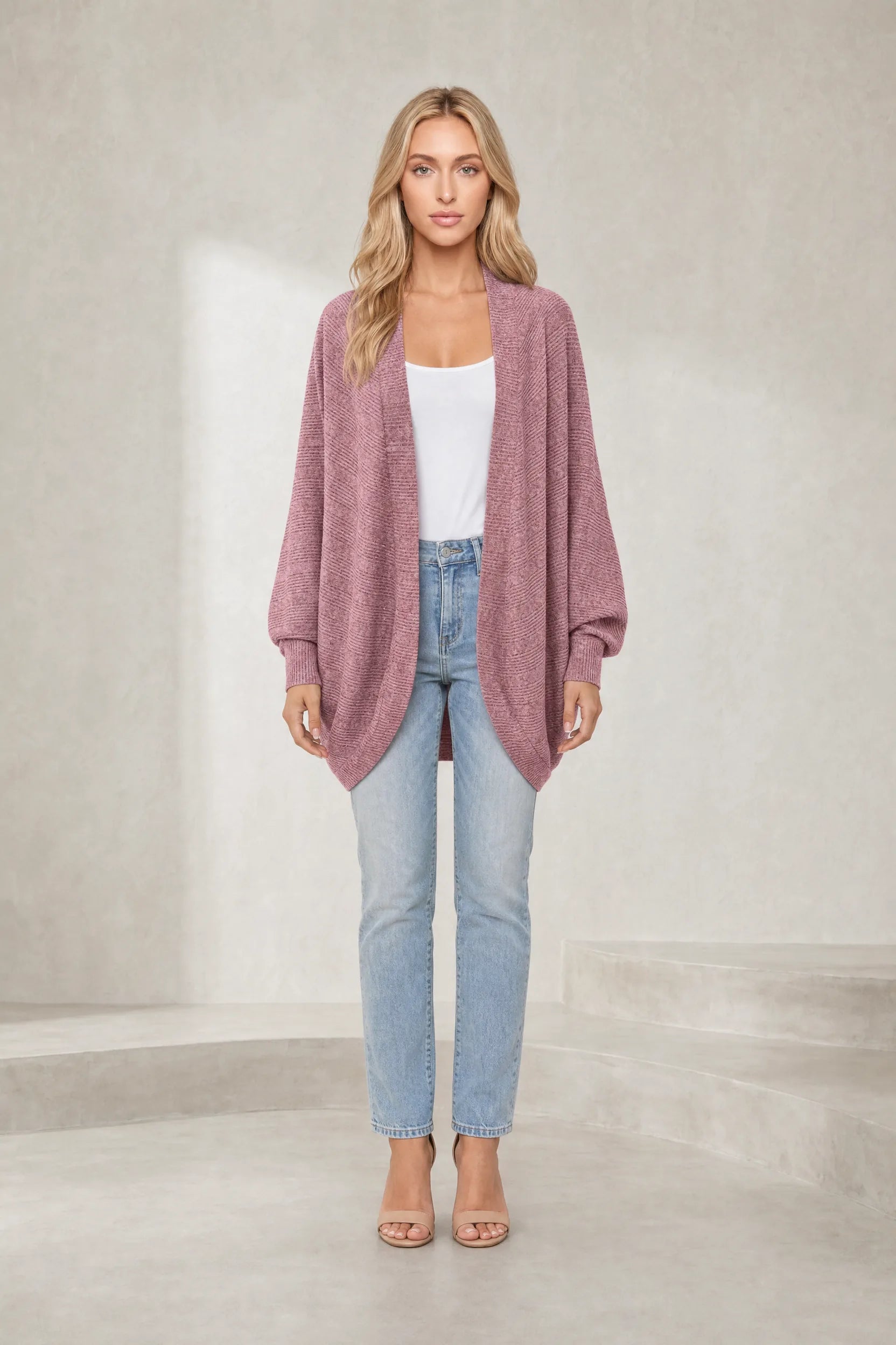 Gilet mi-long en maille côtelée | Lounelle Paris