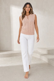 Gilet sans manches rose poudré torsadé | Lounelle Paris