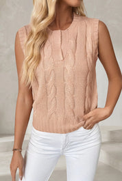 Gilet sans manches rose poudré torsadé | Lounelle Paris