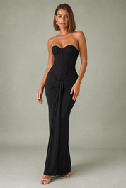 Robe longue bustier drapée | Variante Noir | Lounelle Paris